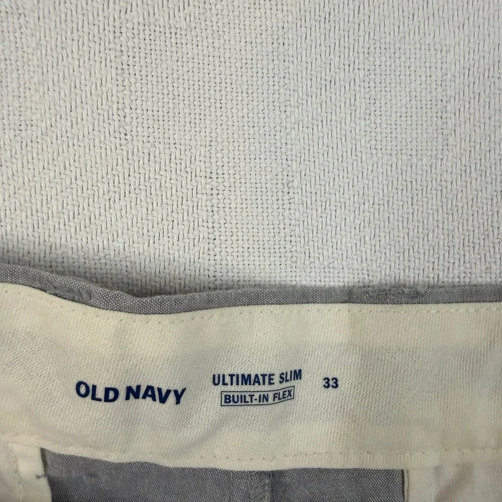 Old Navy Ultimate Slim Built-In Flex Gray Chino Shorts Mens 33 Solid Casual